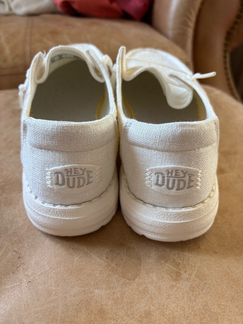 Hey Dude Women Cream Slip-On Canvas Sneakers